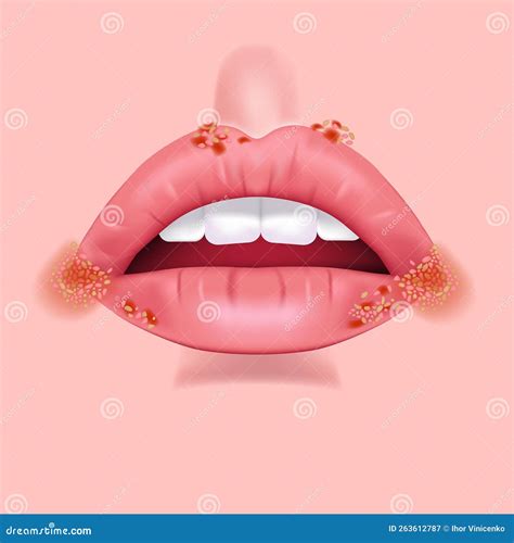 Rash on Lips, Herpes. Pimples and Ulcers on the Face Stock Vector ...