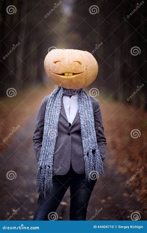 Girl with pumpkin head stock photo. Image of america - 64404710