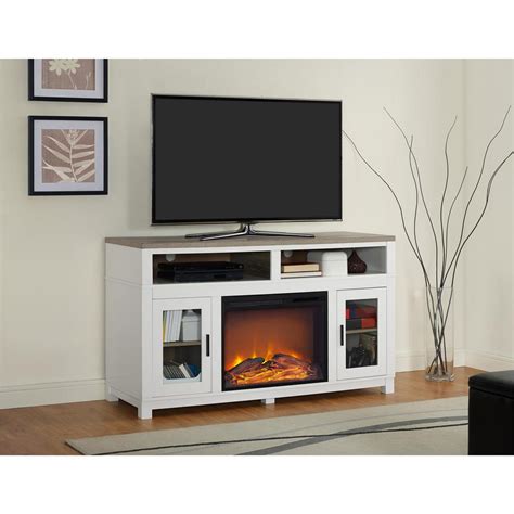 Ameriwood Carver White Electric Fireplace 60 in. TV Stand-1774296COM - The Home Depot