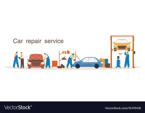 Professional mechanic in overalls working at car Vector Image