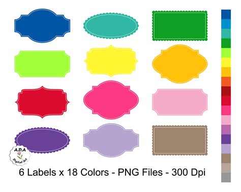 Printable Tags, Label Clip Art, Colored Labels Clipart, 108 Printable ...