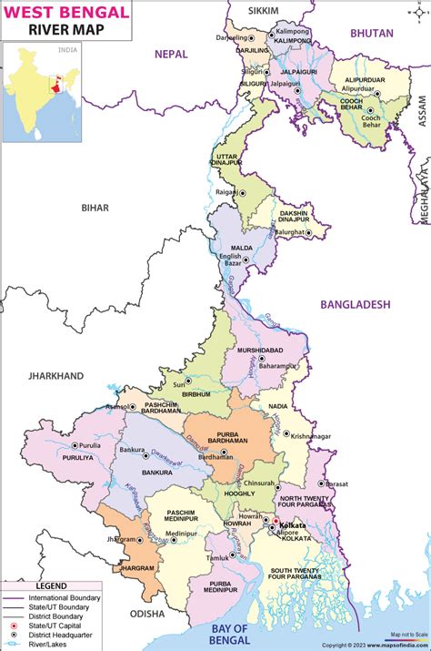 West Bengal River Map, West Bengal Rivers