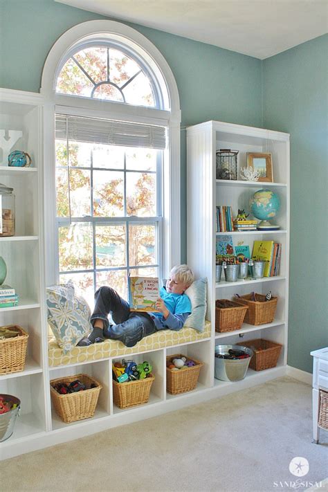 DIY Built-in Bookshelves + Window Seat - Sand and Sisal