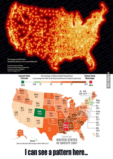 USA Map of McDonalds vs Map of Obesity - 9GAG