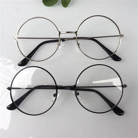 2018 New man Woman Retro Large Round Glasses Transparent Metal eyeglass ...