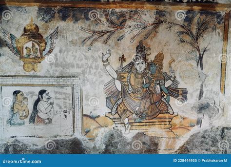 Fresco/mural Paintings In Ancient Brihadeeswarar Temple In Thanjavur, Tamilnadu. Royalty-Free ...