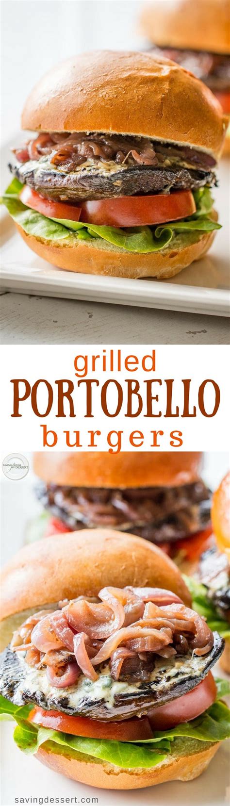 Grilled Portobello Burgers with Blue Cheese and Onions | Recipe | Portobello burger, Grilled ...