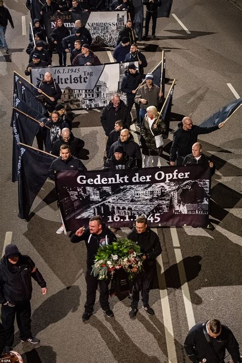Far-right German protesters take to streets of Magdeburg to mark anniversary of RAF bombing raid ...