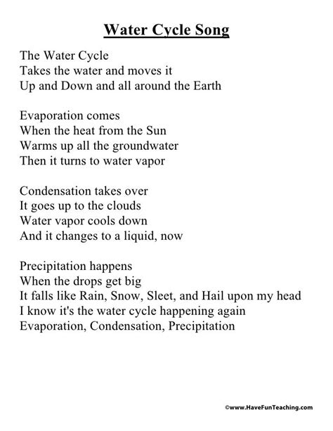 Water cycle-song-lyrics