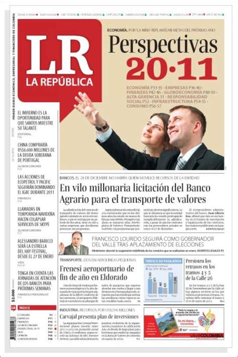 Portada del periódico La Republica (Colombia). Todos los periódicos de ...