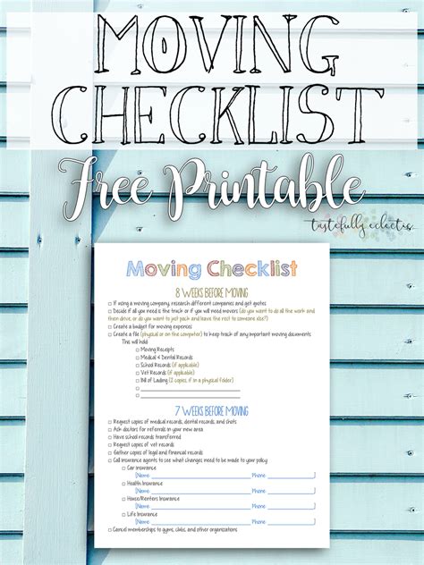 Moving Checklist { FREE Printable } - Tastefully Eclectic