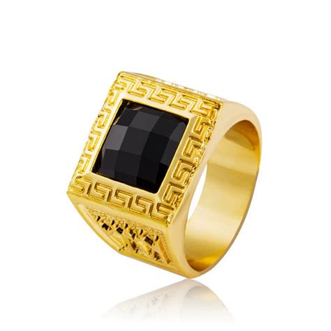 Classic Black Stone 18k Saudi Gold Jewelry Rings For Men - Buy Saudi Gold Jewelry Ring,Black ...