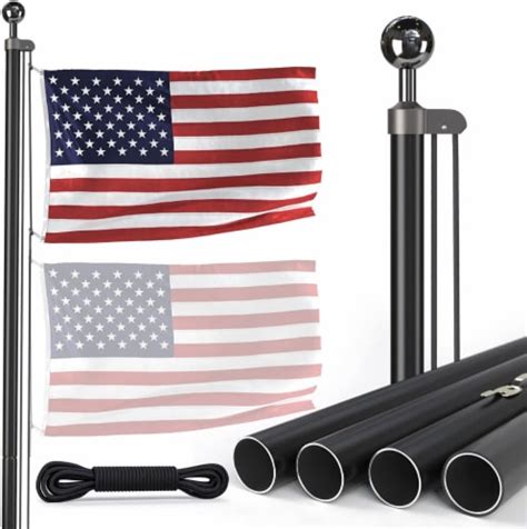 18FT Heavy Duty Flag Pole Kit for Outside Tough US Steel Flag Poles for ...