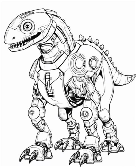 Premium AI Image | A drawing of a dinosaur with a robot on its back ...