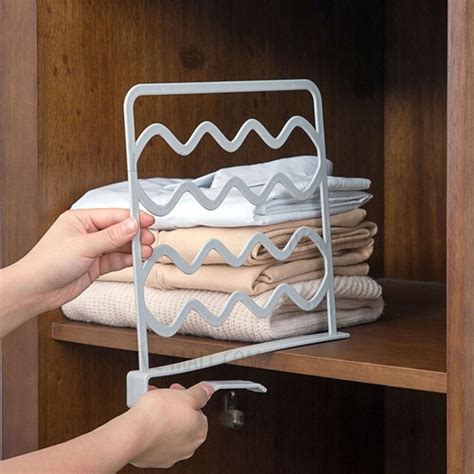 Closet Divider Rack Storage Shelf Wardrobe Space Partition – Grey