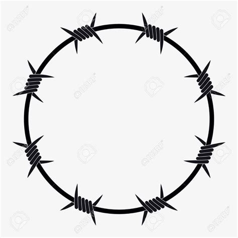 Barbed Wire of Circle Shape. Vector Silhouette Illustration , #ad, #Circle, #Wire, #Barbed, # ...