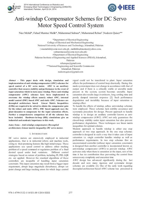 (PDF) Anti-windup compensator schemes for DC servo motor speed control system