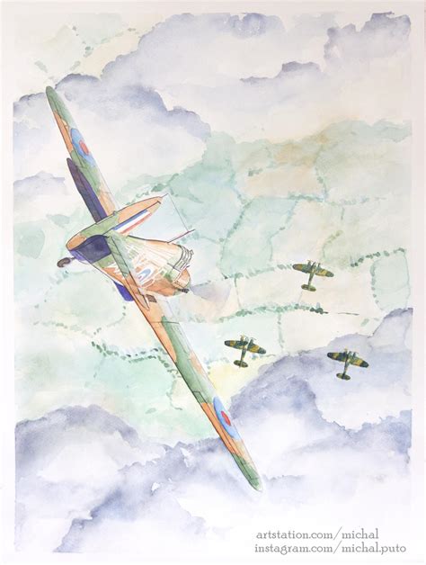 I've painted watercolour Hawker Hurricane, I thought you may like it. :) : r/hoggit