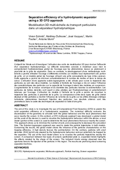 (PDF) Separation efficiency of a hydrodynamic separator using a 3D ...