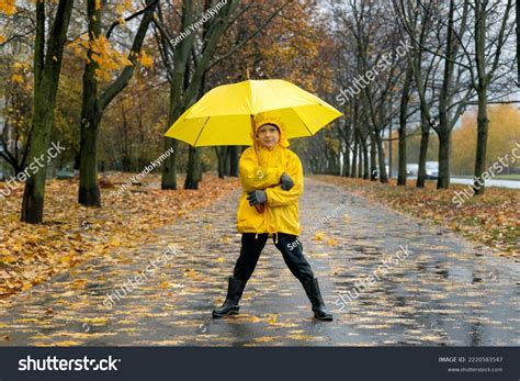 Little Boy Yellow Raincoat Yellow Umbrella Stock Photo 2220583547 | Shutterstock