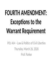 3.26 Thursday - Fourth Amendment Exceptions to Warrant Requirement.pptx ...