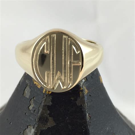 3 Initials Engraved 13mm x 11mm - 9 Carat Yellow Gold Signet Ring – Signet Circle