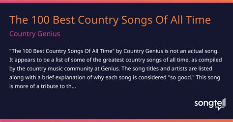 Meaning of The 100 Best Country Songs Of All Time by Country Genius