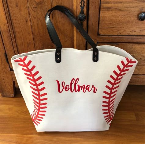 Baseball Tote Bag Personalized Tote Bag Monogram Bag Extra - Etsy