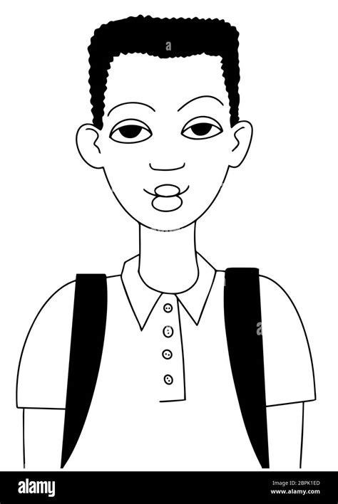 Portrait of a African Cute School boy Character Fashion black and white ...