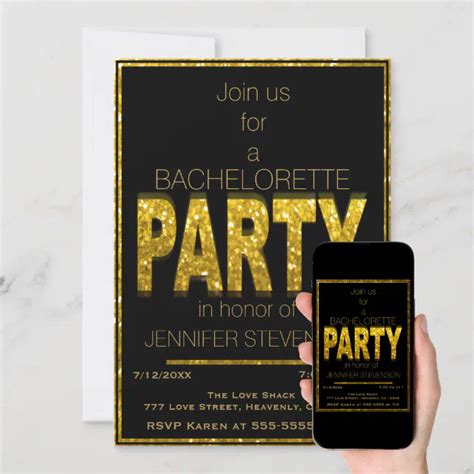 Gold Glam | Bachelorette Party Invitation | Zazzle