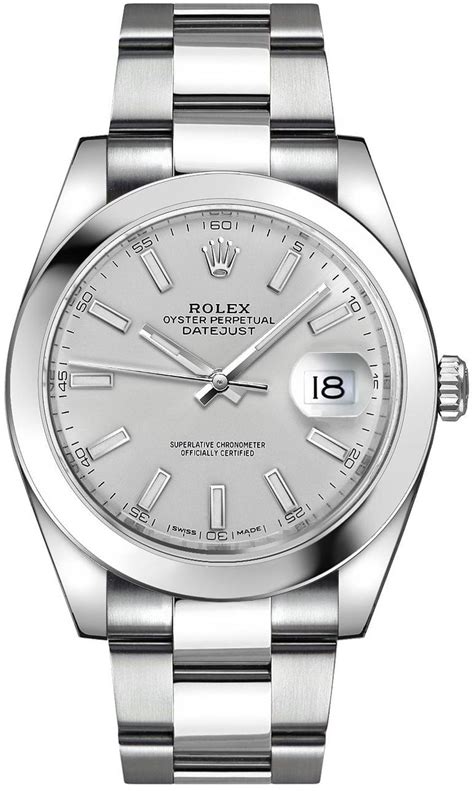 Rolex - Men's Rolex Datejust 41 Silver Dial Oystersteel Watch (ref. 126300) - Walmart.com ...