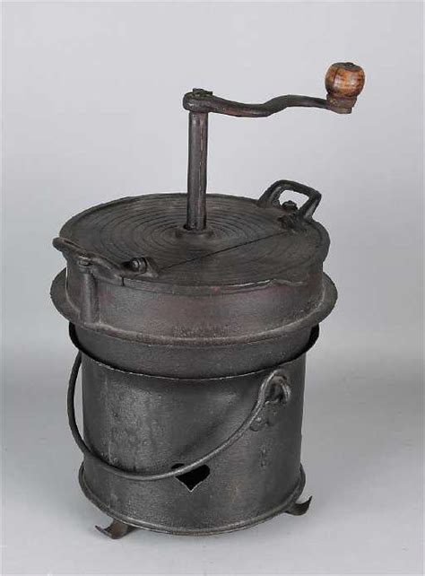 19th Century cast-iron coffee roaster with stove. Size: