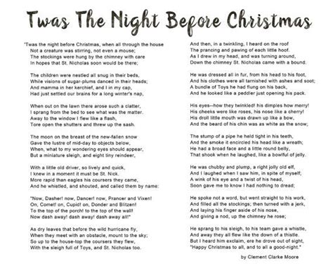 Twas the night before Christmas full poem, Typography Art, child ...