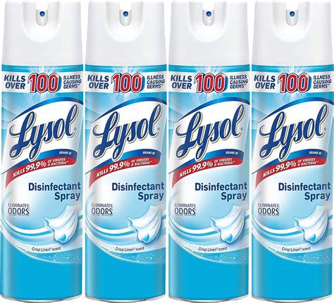 Lysol Disinfectant Spray, Sanitizing and Antibacterial, Crisp Linen, 19 fl oz (Pack of 4) in ...