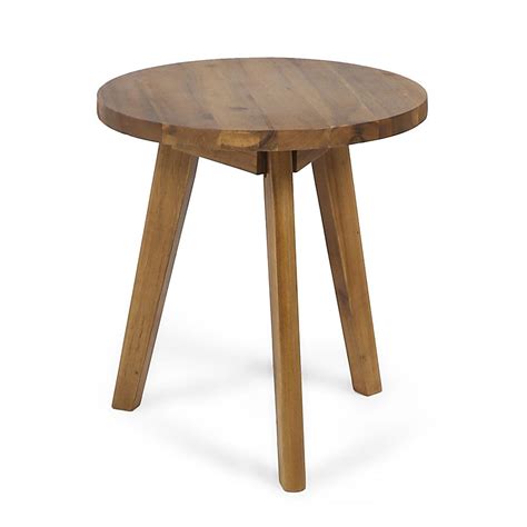 Noble House Marina Natural Brown Round Wood Outdoor Side Table-42942 ...