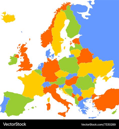 Colorful blank map of europe Royalty Free Vector Image