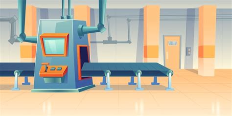 Free Vector | Conveyor belt and assembly machine at factory, plant or warehouse. cartoon ...