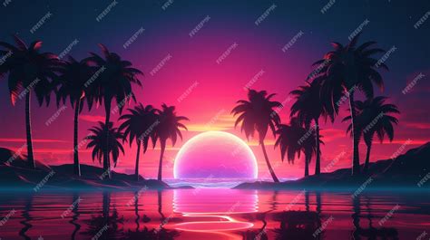 Premium AI Image | synthwave background