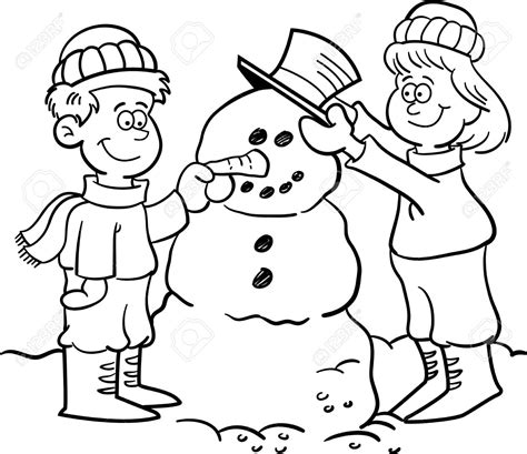 cartoon kids building a snowman - Clip Art Library