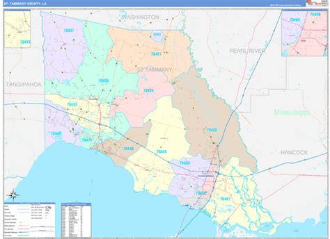 St. Tammany County, LA Wall Map Color Cast Style by MarketMAPS - MapSales