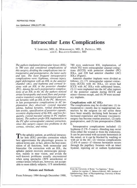 (PDF) Intraocular lens complications