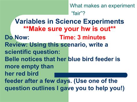 Variables in Science Experiments