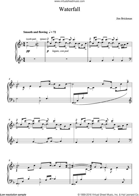 Waterfall sheet music for piano solo (PDF)