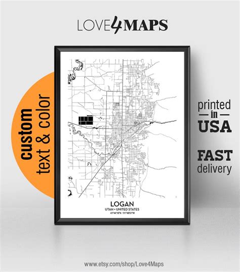 Logan Utah Map Logan City Print Logan Poster Personalized - Etsy