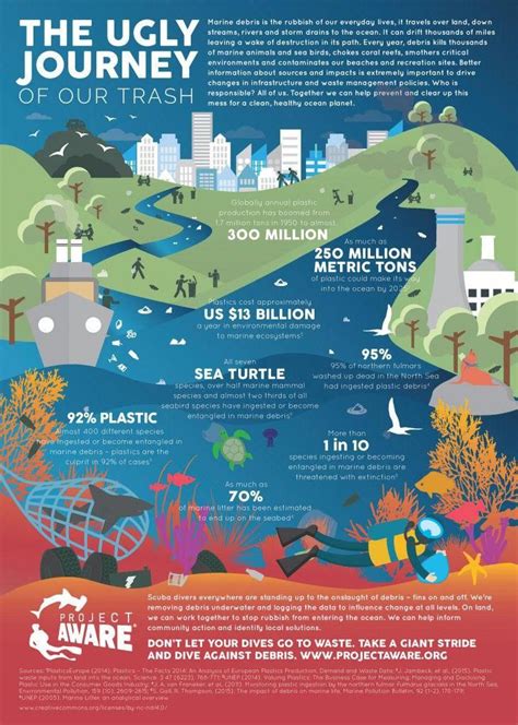 Project AWARE Explains the Ugly Journey of our Trash | Infographic, Oceans of the world, Graphic ...