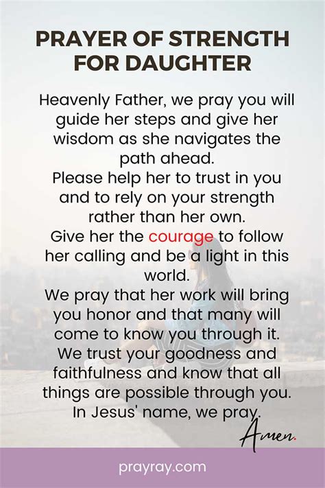 Prayer for my daughter to give her Strength, Protection, and Healing