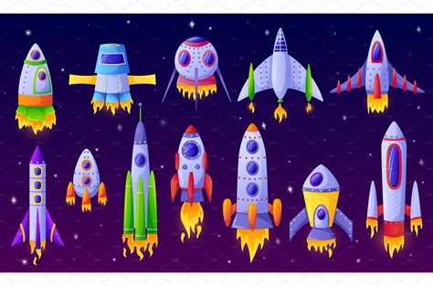 Cartoon spaceships. Futuristic – MasterBundles