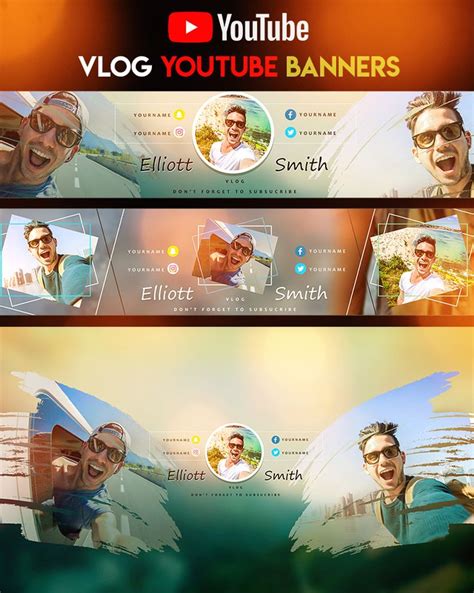 4 Creative Youtube Vlog Banners | Youtube banner design, Youtube ...