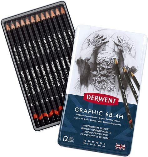 Derwent 34214 Crayons graphites Noir Boîte de 12 : Amazon.fr ...