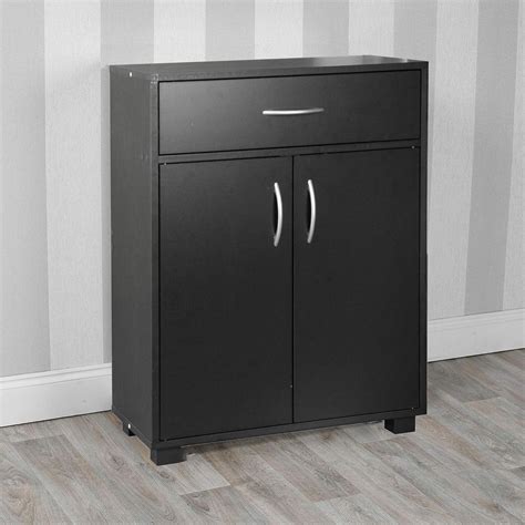 URBNLIVING Wooden Free Standing Storage Cabinet (Black): Amazon.co.uk: Kitchen & Home